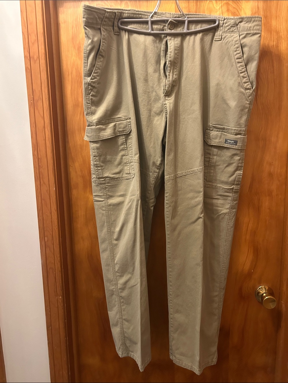 Wrangler Men's Tan Cargo Pants with Utility Pockets